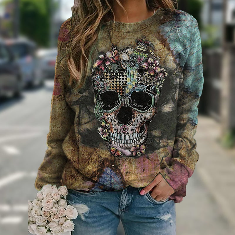Long sleeve skull print sweatshirt EHAD +