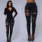 Ripped Jeans Women Skinny Trousers Casual High Waist Pencil Pants EHAD +