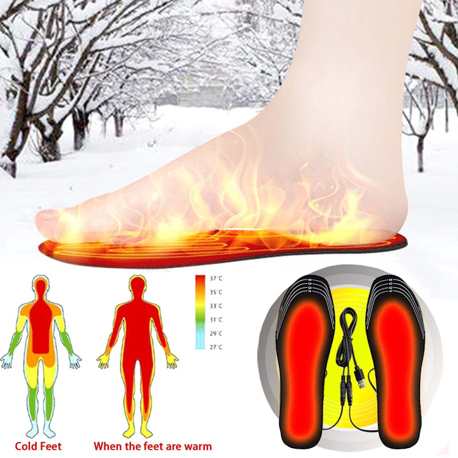USB Heated Shoes Insoles Can Be Cut Winter Warm Heating Insoles Pad Feet For Boots Sneaker Shoes EHAD +