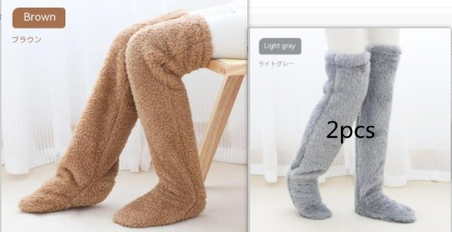 Over Knee High Fuzzy Long Socks Winter Warm Cold Leg Knee Joint Cold-proof Stockings Home Floor Sleeping Socks EHAD +