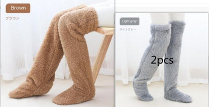 Over Knee High Fuzzy Long Socks Winter Warm Cold Leg Knee Joint Cold-proof Stockings Home Floor Sleeping Socks EHAD +