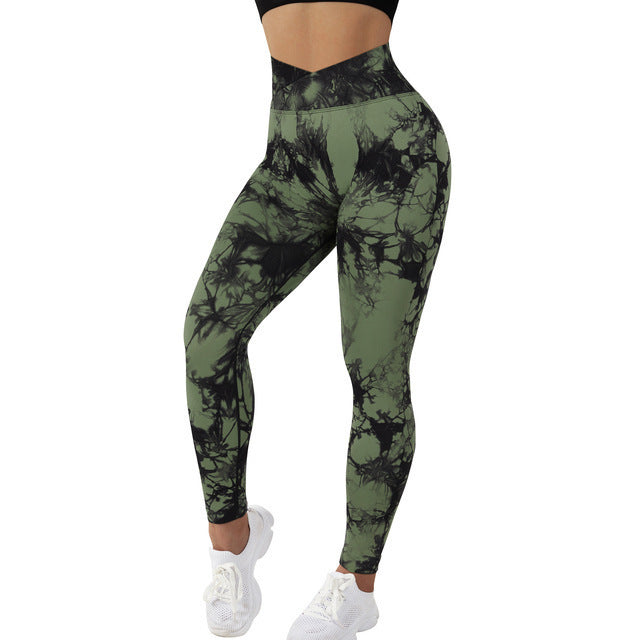 Seamless Tie Dye Leggings Women Yoga Pants Push Up Sport Fitness Running Gym Leggings EHAD +