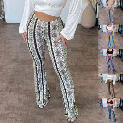 High Elastic Tight Pants Slim Sexy Print Trousers Womens Clothing EHAD +