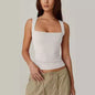 Summer Square-neck Tank Vest Ins Fashion Slim Solid Sleeveless Tops For Women Clothing EHAD +