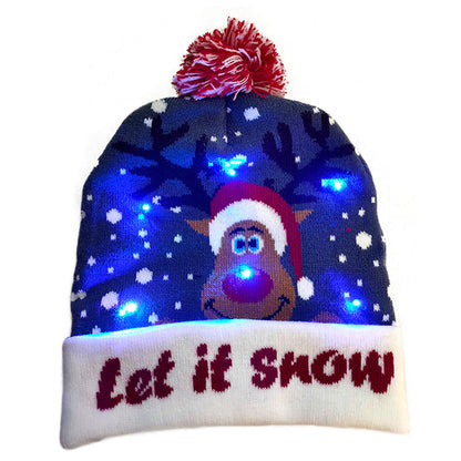 LED Christmas Hat Sweater Knitted Beanie Christmas Light Up Knitted Hat Christmas Gift  Kids Xmas New Year Decorations EHAD +