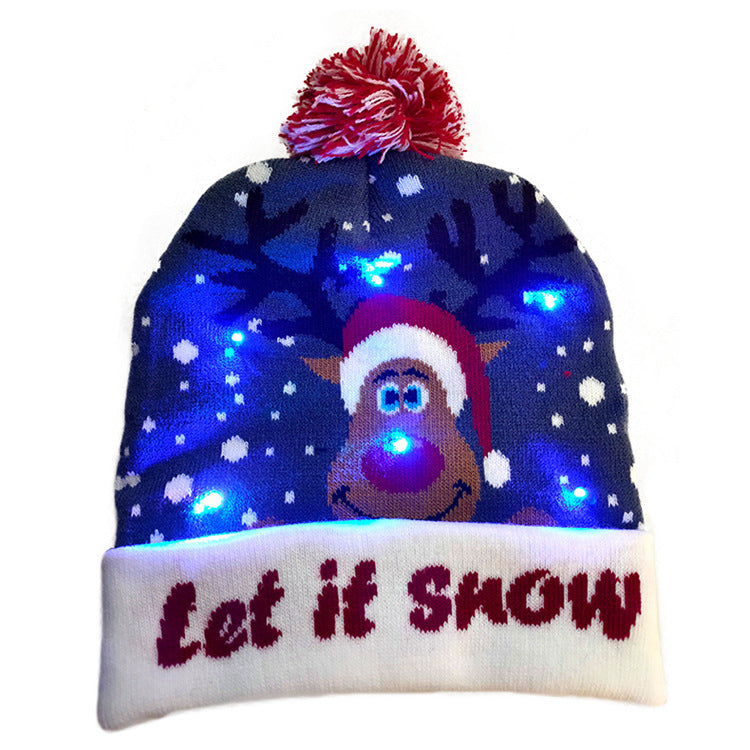 LED Christmas Hat Sweater Knitted Beanie Christmas Light Up Knitted Hat Christmas Gift  Kids Xmas New Year Decorations EHAD +