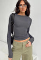 Women's Clothing Fashion Slim Long-sleeved Pullovers Tops Solid Causal Fit Shirts EHAD +