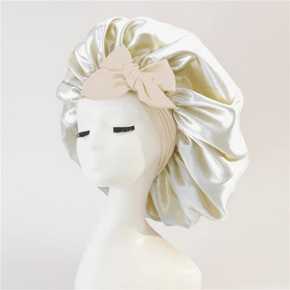 New Silk Bonnet For Sleeping Women Satin Bonnet Hair Bonnet Night Sleep Cap Scarf Wrap For Curly Hair With Tie Band For Curly Hair EHAD +