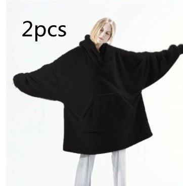 Hoodie Sweatshirt With Big Pocket Tops Sweater Comfortable Loose Double-Sided Fleece Thicker Wearable Blanket EHAD +