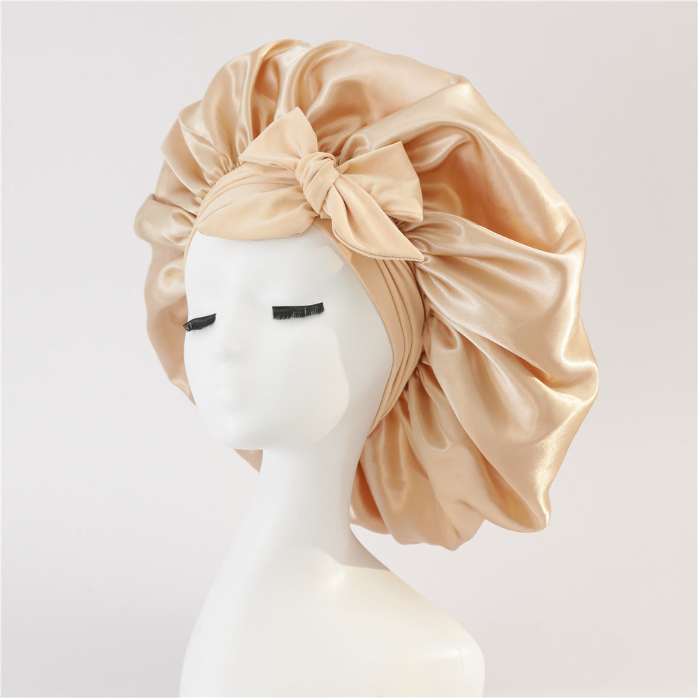 New Silk Bonnet For Sleeping Women Satin Bonnet Hair Bonnet Night Sleep Cap Scarf Wrap For Curly Hair With Tie Band For Curly Hair EHAD +