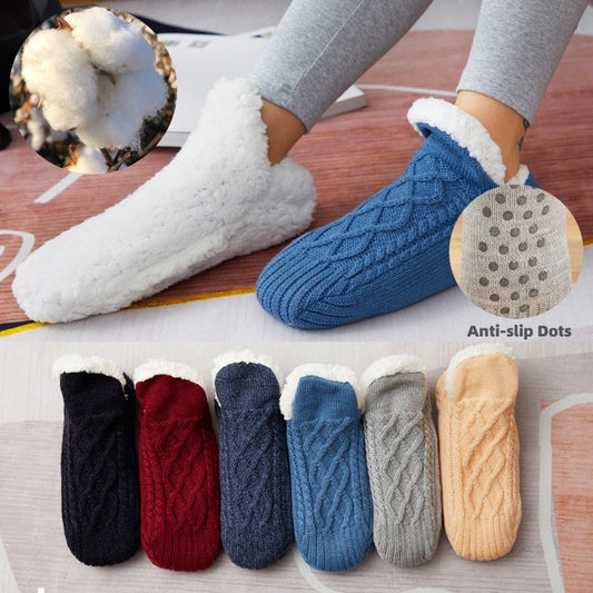 Winter Woolen Socks Women Thicken Warm Home Bedroom Socks Slippers Men Non-slip Foot Warmer Snow Socks Calcetines Mujer EHAD +