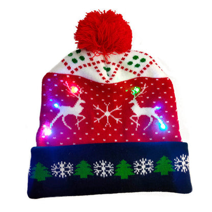LED Christmas Hat Sweater Knitted Beanie Christmas Light Up Knitted Hat Christmas Gift  Kids Xmas New Year Decorations EHAD +