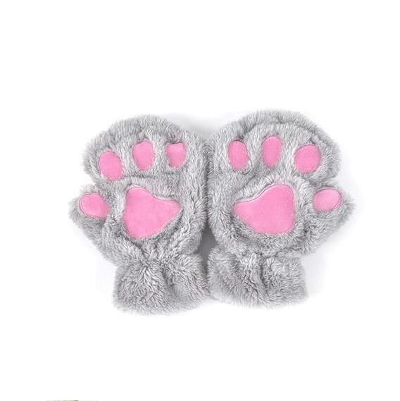 Winter Lovely Half Cover Paw Bear Cat Claw Gloves Short Finger EHAD +