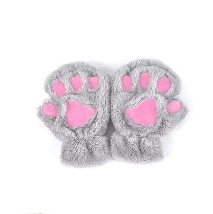 Winter Lovely Half Cover Paw Bear Cat Claw Gloves Short Finger EHAD +