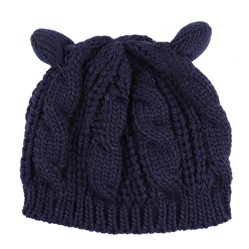 Hand Made 3D Cute Knitted Cat Ear Beanie For Winter EHAD +