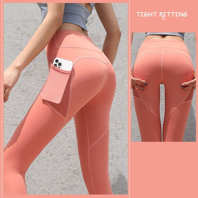 Gym Sport Seamless Leggings With Pockets Push Up High Waist Pants Women Fitness Running Yoga Pants Gym Sport Seamless Leggings EHAD +