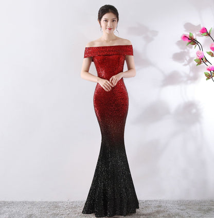 Birthday Party Dress Slimming Host Long Dress EHAD +