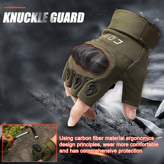 Tactical Gloves Army Military Men Gym Fitness Riding Half Finger Rubber Knuckle Protective Gear Male Tactical Gloves EHAD +