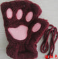 Winter Lovely Half Cover Paw Bear Cat Claw Gloves Short Finger EHAD +