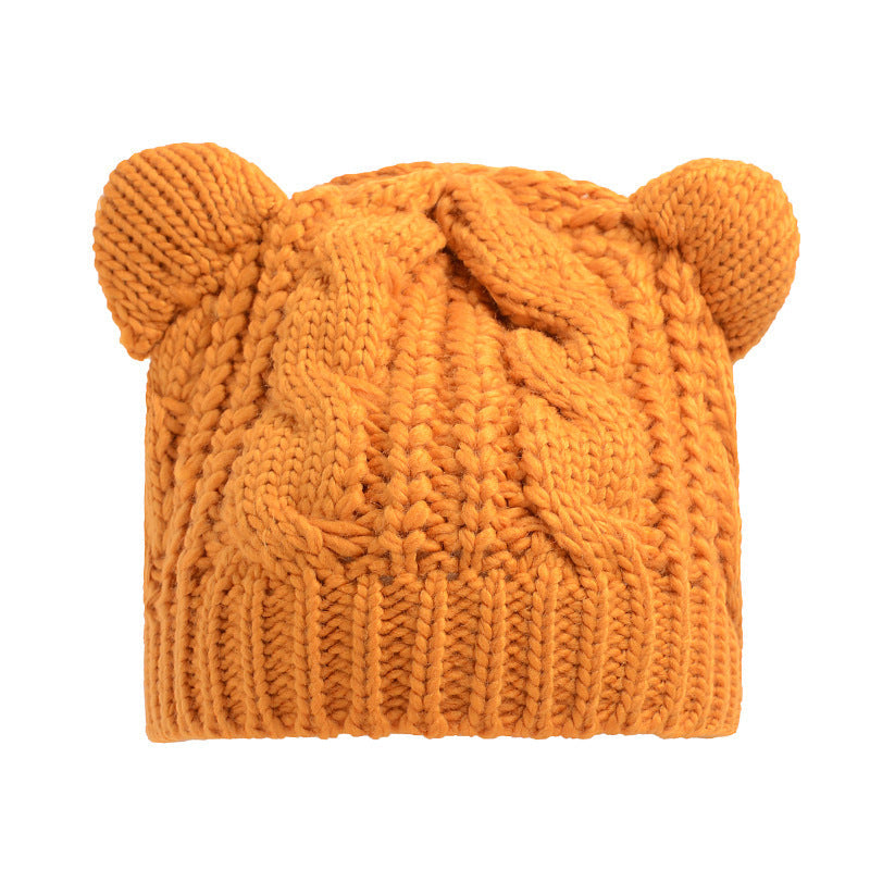 Hand Made 3D Cute Knitted Cat Ear Beanie For Winter EHAD +