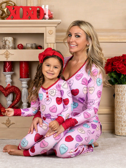 Valentines Day Love Print Casual Home Pajamas Parent Child Set EHAD +