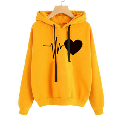 Heart Print Streetwear Hoodies Women Sweatshirt Spring Autumn Long Sleeve Hoodie Clothes EHAD +