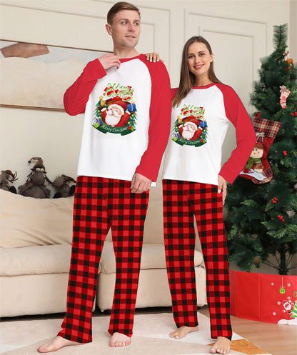 Christmas Parent-Child Clothes Set Long Sleeve T-Shirt Plaid Pants Family Matching Pajamas EHAD +