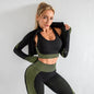 3PCS Yoga Set Seamless Sport Set Women Gym Clothing Leggings Women Crop Top Sports Bra Women Fitness Gym Set Womens Outfits Tracksuit EHAD +