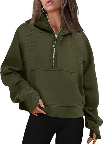 Zipper Hoodies Sweatshirts With Pocket Loose Sport Tops Long Sleeve Pullover Sweaters Winter Fall Outfits Women Clothing EHAD +