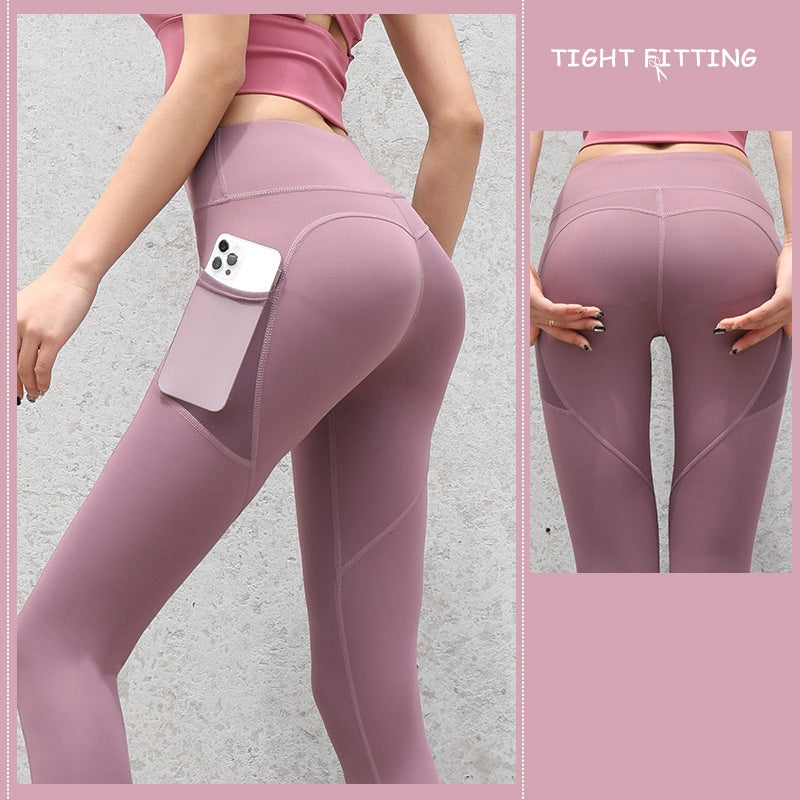 Gym Sport Seamless Leggings With Pockets Push Up High Waist Pants Women Fitness Running Yoga Pants Gym Sport Seamless Leggings EHAD +