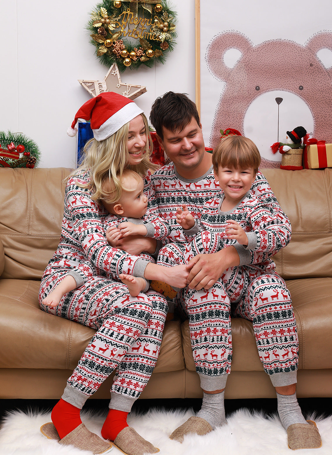 Christmas Pajamas Family Matching New Year Father Mother Kids Baby Look Clothes Set Dad Mom And Daughter Son Pyjamas Outfit EHAD +