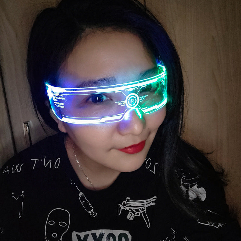 LED Luminous Glasses Party Bar Disco Punk Glasses Futuristic Style Festival Goggles Decoration Gifts EHAD +
