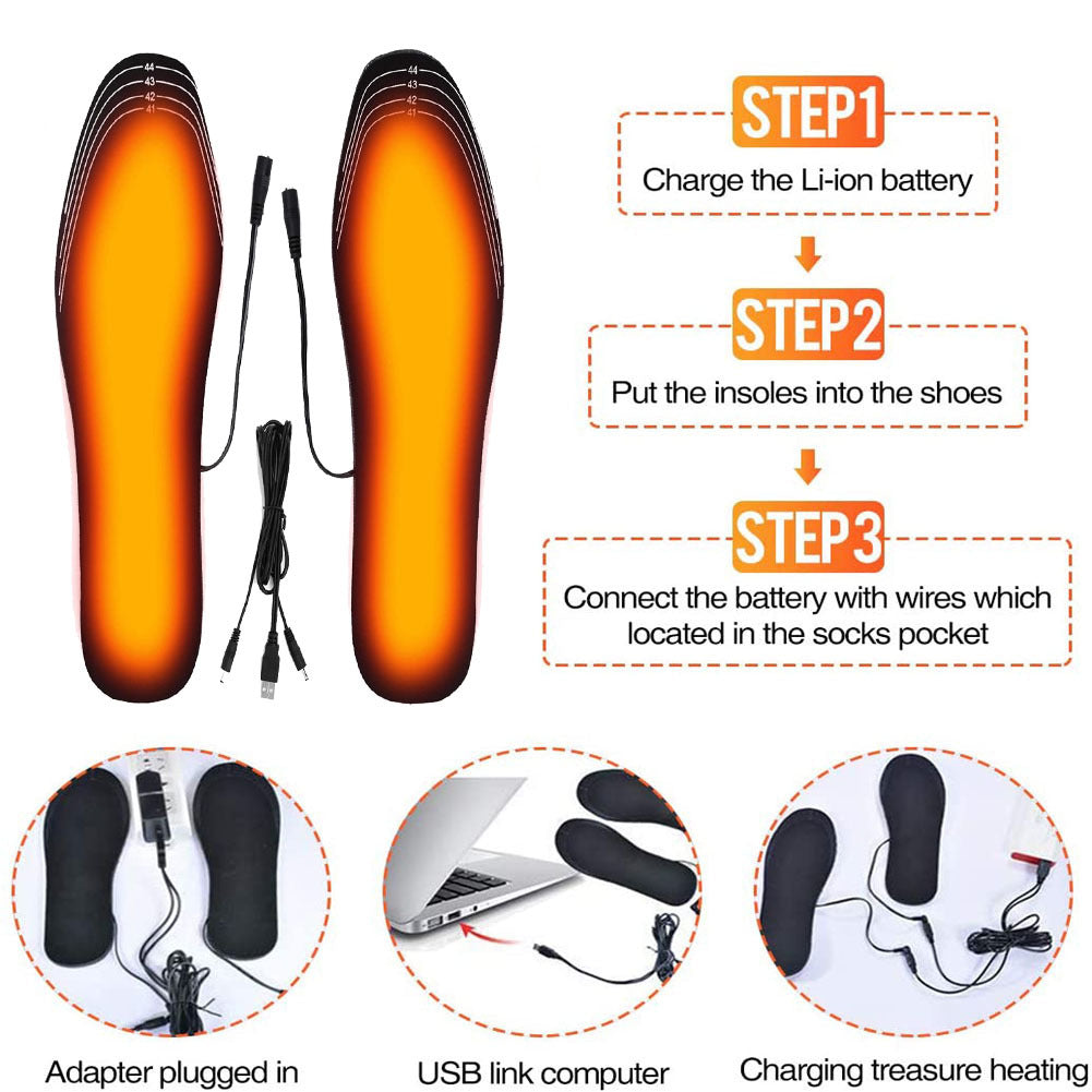 USB Heated Shoes Insoles Can Be Cut Winter Warm Heating Insoles Pad Feet For Boots Sneaker Shoes EHAD +