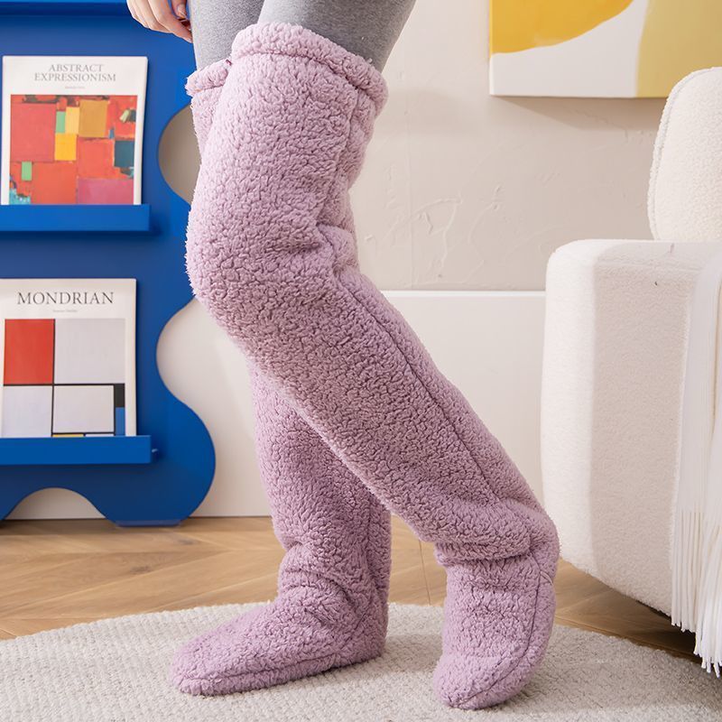 Over Knee High Fuzzy Long Socks Winter Warm Cold Leg Knee Joint Cold-proof Stockings Home Floor Sleeping Socks EHAD +