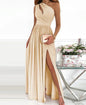 Women's One Shoulder High Split Cutout Sleeveless Elegant Sexy Cocktail Maxi Dress EHAD +