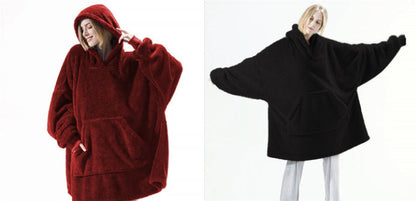 Hoodie Sweatshirt With Big Pocket Tops Sweater Comfortable Loose Double-Sided Fleece Thicker Wearable Blanket EHAD +