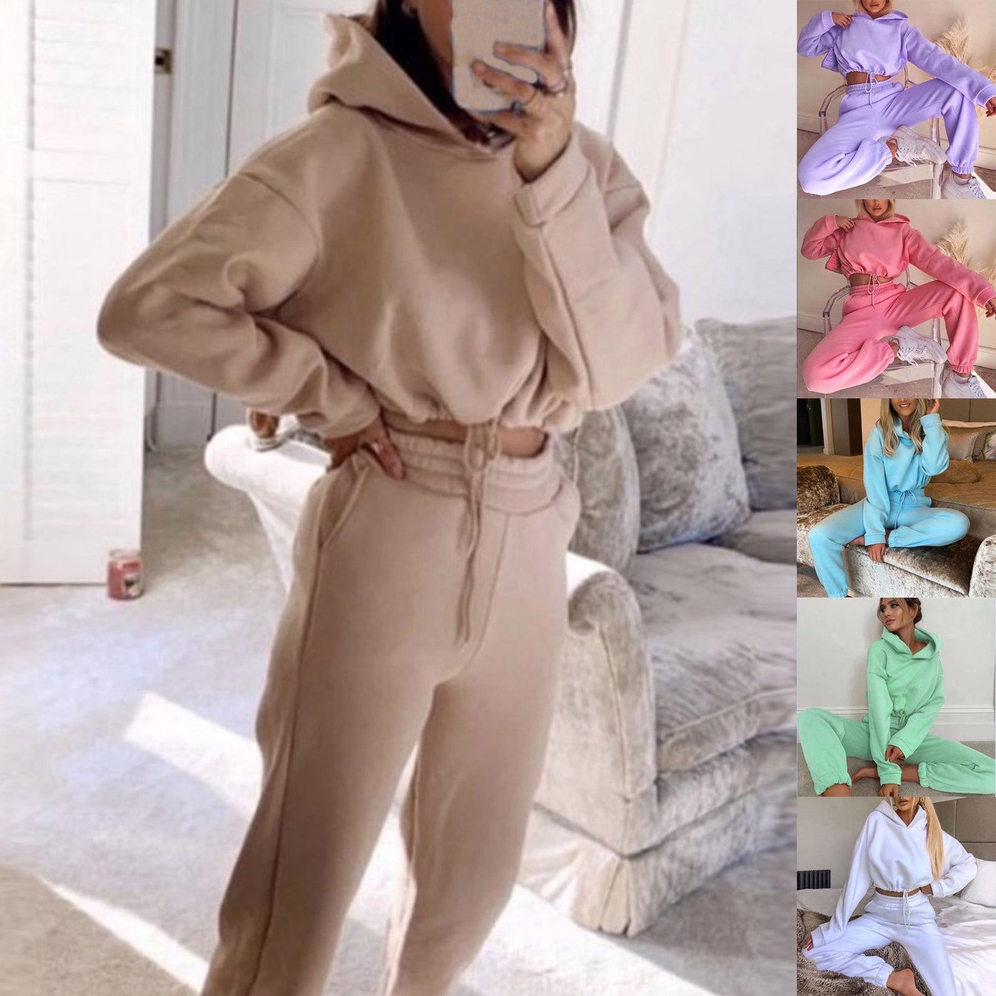 Jogging Suits For Women 2 Piece Sweatsuits Tracksuits Sexy Long Sleeve HoodieCasual Fitness Sportswear EHAD +