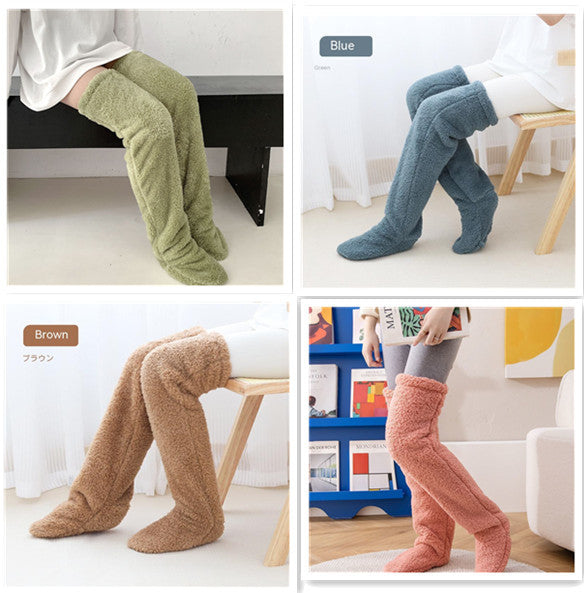 Over Knee High Fuzzy Long Socks Winter Warm Cold Leg Knee Joint Cold-proof Stockings Home Floor Sleeping Socks EHAD +