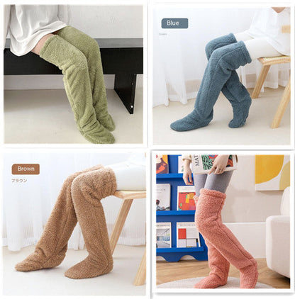 Over Knee High Fuzzy Long Socks Winter Warm Cold Leg Knee Joint Cold-proof Stockings Home Floor Sleeping Socks EHAD +
