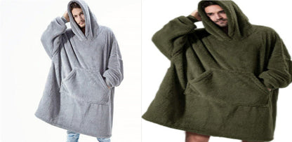 Hoodie Sweatshirt With Big Pocket Tops Sweater Comfortable Loose Double-Sided Fleece Thicker Wearable Blanket EHAD +