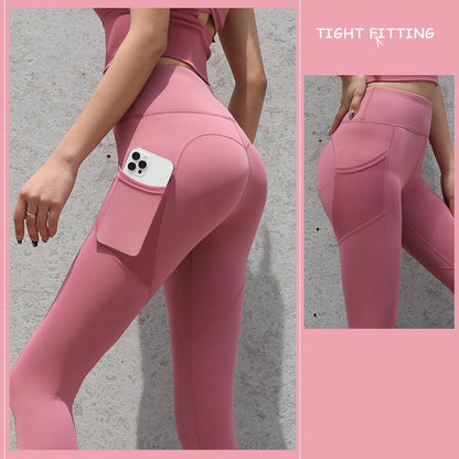 Gym Sport Seamless Leggings With Pockets Push Up High Waist Pants Women Fitness Running Yoga Pants Gym Sport Seamless Leggings EHAD +
