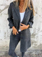 Lapel Single Breasted Cardigan With Pockets Fashion Color Solid Mid-Length Outwear Coat Womens Clothing EHAD +