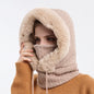 Winter Thick Plush Hat With Scarf Windproof Warm Knit Hats Hooded For Women EHAD +