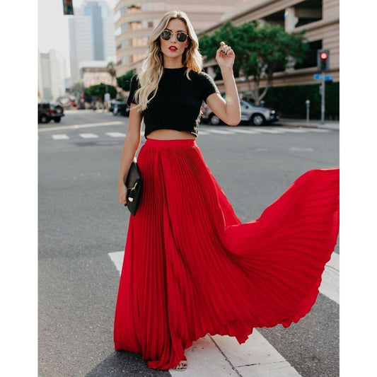 Women fashion casual skirt girls high Waist long skirts EHAD +