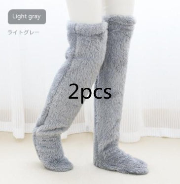 Over Knee High Fuzzy Long Socks Winter Warm Cold Leg Knee Joint Cold-proof Stockings Home Floor Sleeping Socks EHAD +