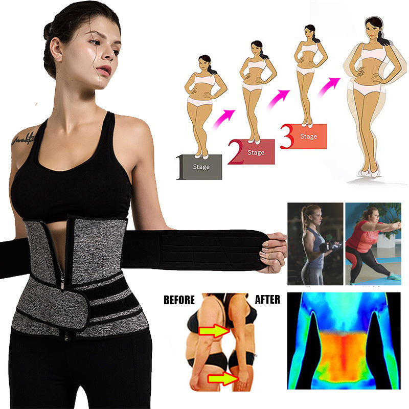 Tummy Sweat Shapewear Bodysuits Women Waist Trainer Slimming 2-3 Belts Workout Shaper Corset EHAD +