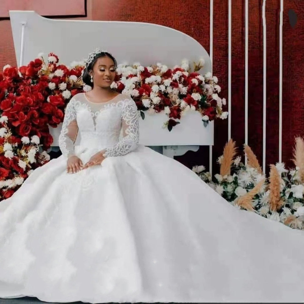 Ball Gown Wedding Dress Long Sleeves Bridal Gown EHAD +