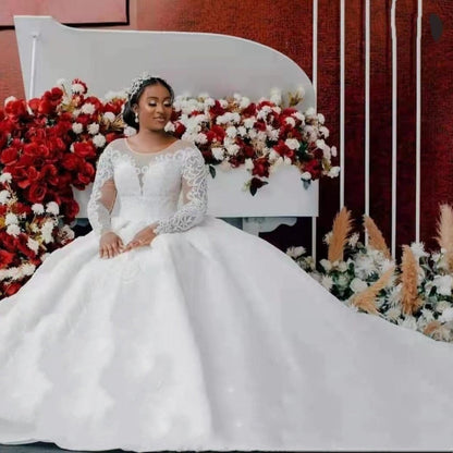 Ball Gown Wedding Dress Long Sleeves Bridal Gown EHAD +