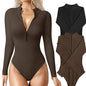 Fashion Long Sleeve Zipper Jumpsuit Seamless Slimming Shapewear For Women Romper EHAD +