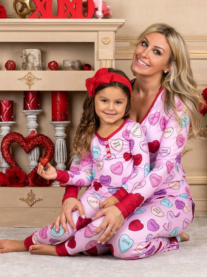 Valentines Day Love Print Casual Home Pajamas Parent Child Set EHAD +